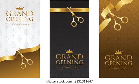 golden ribbon Cutting Template Vector