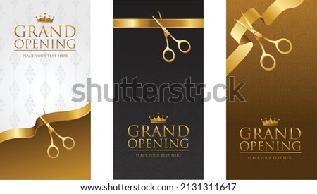 golden ribbon Cutting Template Vector