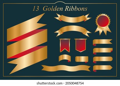 Golden ribbon design bundles ready to use for several decoration, commercial, editorial, design, and many more!