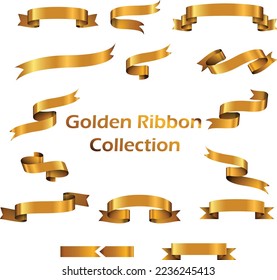 Golden ribbon design collection vector illustration