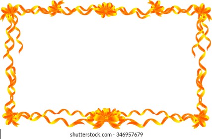 Golden ribbon frame isolated on white background.