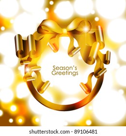 golden ribbon frame season's greetings vector background