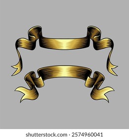 golden ribbon gold banner art vector design