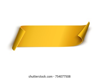 Golden ribbon isolated on white. Vector banner