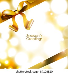 golden ribbon label season's greetings vector background