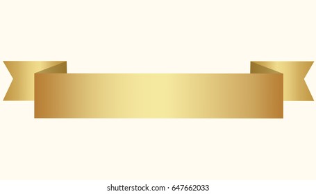 Golden ribbon on beige background. Vector illustration