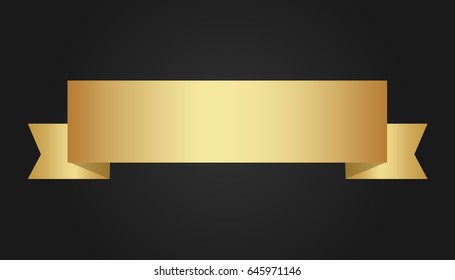 Golden ribbon on black background. Vector illustration.