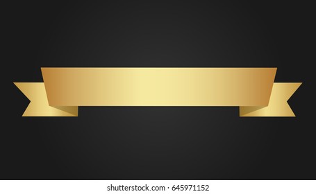 Golden ribbon on black background. Vector illustration.
