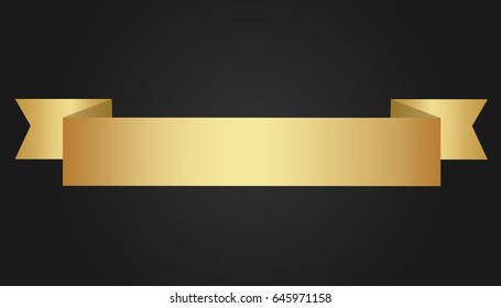 Golden ribbon on black background. Vector illustration.