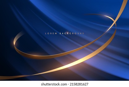 Golden ribbon on blue background