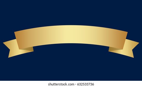 Golden ribbon on blue background. Vector illustration.