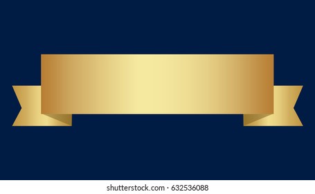 Golden ribbon on blue background. Vector illustration.