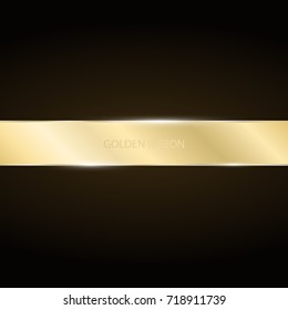 Golden ribbon on a dark background. Golden luxury strip for presentations. Vector illustration