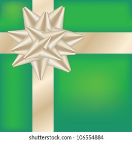 Golden ribbon on the gift box - illustration