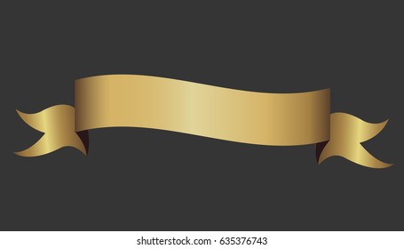 Golden ribbon on gray background. Vector illustration