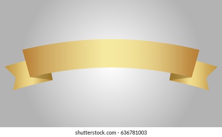 Golden ribbon on gray background. Vector illustration.