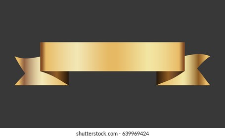 Golden ribbon on gray background. Vector illustration.