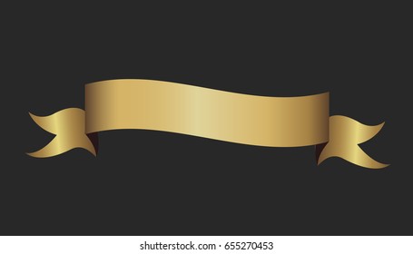 Golden ribbon on gray background. Vector illustration.