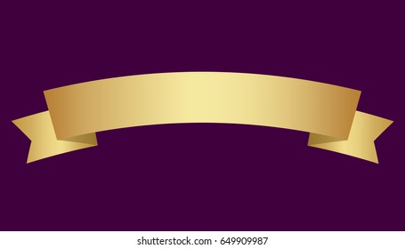 Golden ribbon on purple background. Vector illustration.