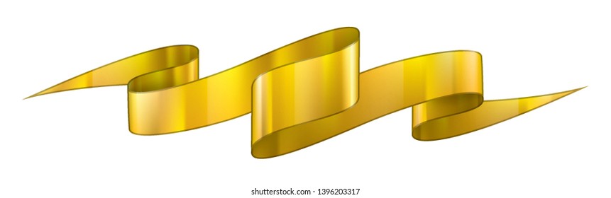 golden ribbon on white background. Vector illustration
