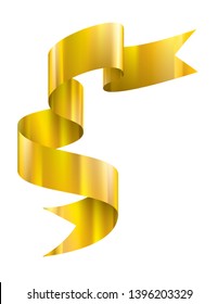 golden ribbon on white background. Vector illustration