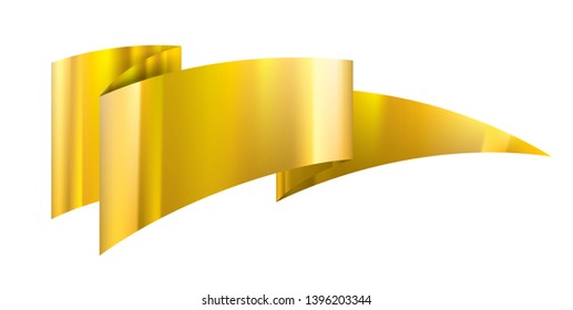 golden ribbon on white background. Vector illustration
