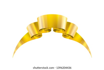 golden ribbon on white background. Vector illustration