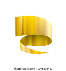 golden ribbon on white background. Vector illustration