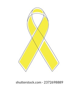 Golden ribbon on white background. Childhood cancer awareness mo