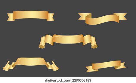 Golden ribbon set. Gold color