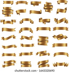 Golden Ribbon Set Isolated White Background Stock Vector (Royalty Free ...