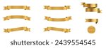 golden ribbon set vector illustration on white isolated