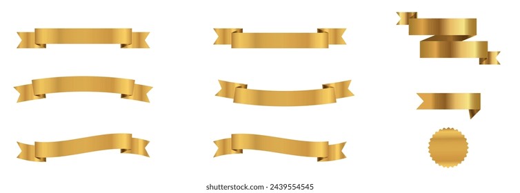 golden ribbon set vector illustration on white isolated