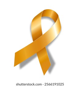 Golden ribbon. Symbol of Childhood Cancer Awareness Month and Childhood Awareness Day. Vector flat illustration 