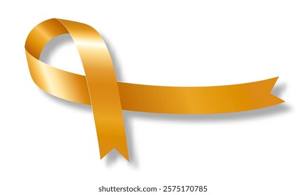 Golden ribbon. Symbol of Childhood Cancer Awareness Month and Childhood Awareness Day. Vector flat illustration 