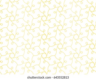GOLDEN RIBBON SYMBOL WITH KNOT BOW. ELEGANT DECORATION SEAMLESS PATTERN. GEOMETRIC ARCH LINE ON WHITE BACKGROUND