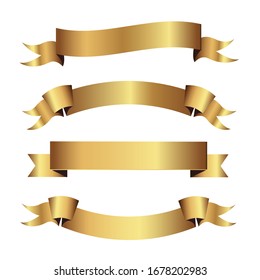  golden ribbon vector.