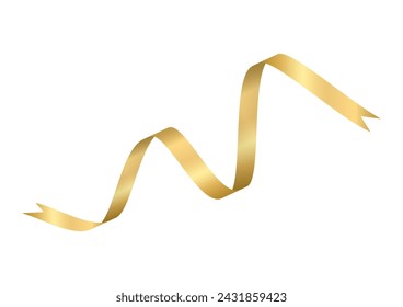 Golden Ribbon. Vector Illustration Isolated on White Background. 