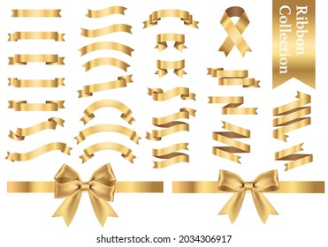 Golden ribbon vector illustration set