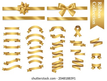 Golden ribbon vector illustration set