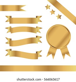 Golden ribbon vector set