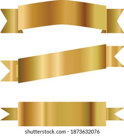 golden ribbon vector. set of  golden ribbons on white background. flat style.