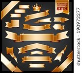 Golden Ribbons Banners Collection Set4. In the EPS file, each element is grouped separately.