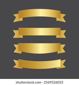 Golden ribbons collection vector art