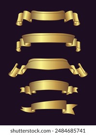 Golden Ribbons with dark Background