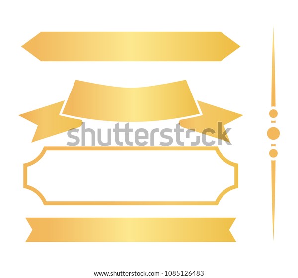 Golden Ribbons Frames Certificates Templates Decorations Stock