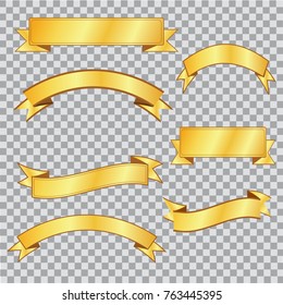 Golden ribbons isolated