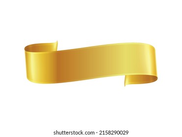 Golden ribbons realistic composition with colourful isolated image of festive reel shape on blank background vector illustration