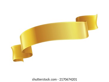 Golden ribbons realistic composition with colourful isolated image of festive reel shape on blank background vector illustration