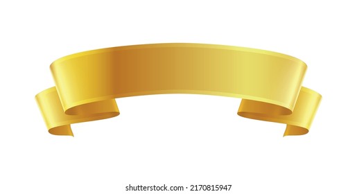 Golden ribbons realistic composition with colourful isolated image of festive reel shape on blank background vector illustration